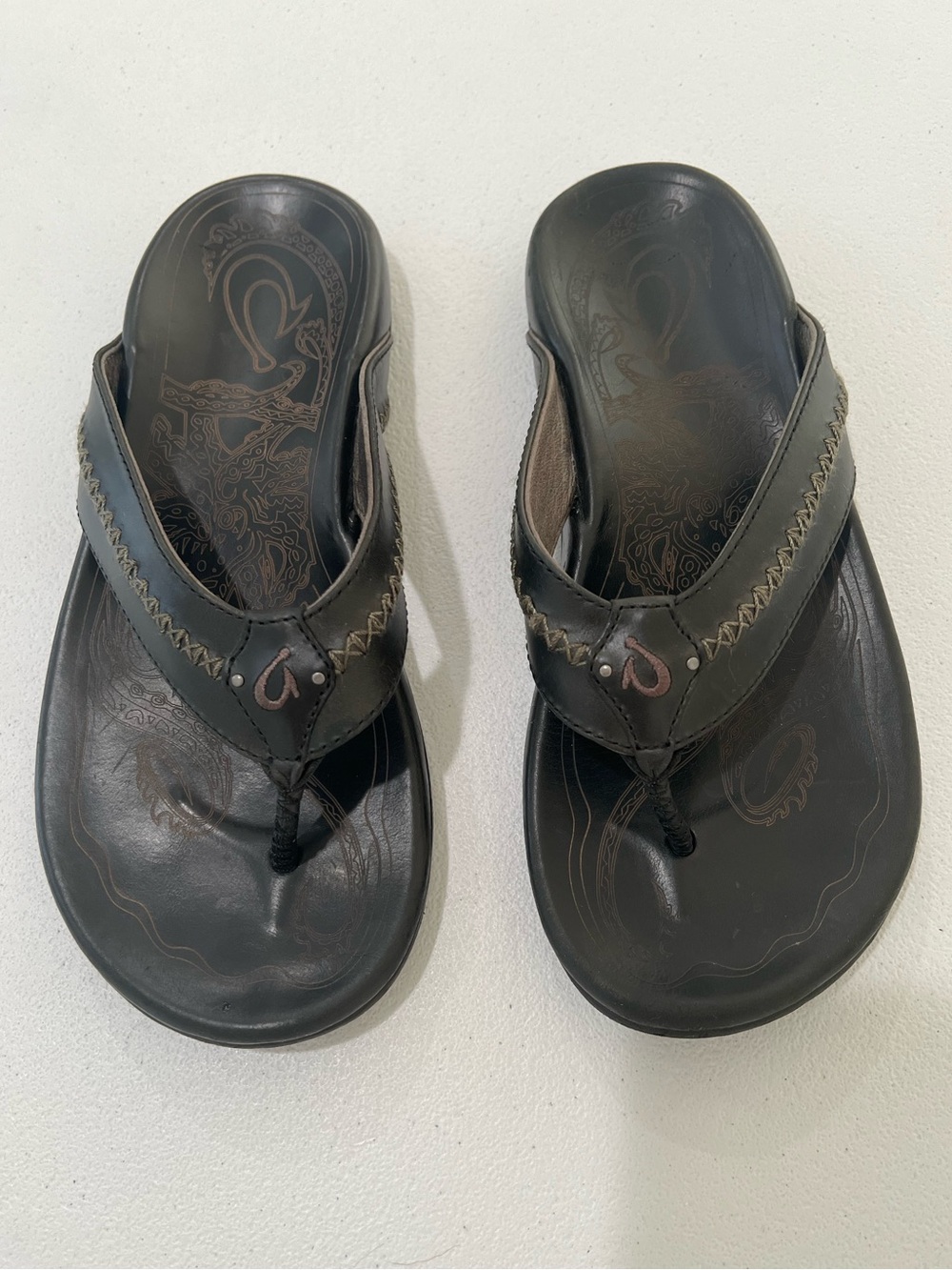 OluKai men’s black Double-Strap Slide Sandals M 8